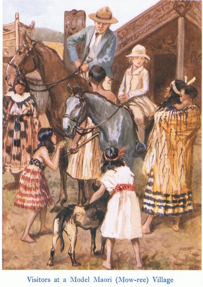 Visitantes en una aldea maorí de Gordon Frederick Browne